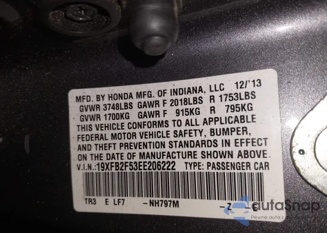 2014 Honda Civic Lx from USA, damaged, VIN 19XFB2F53EE206222
